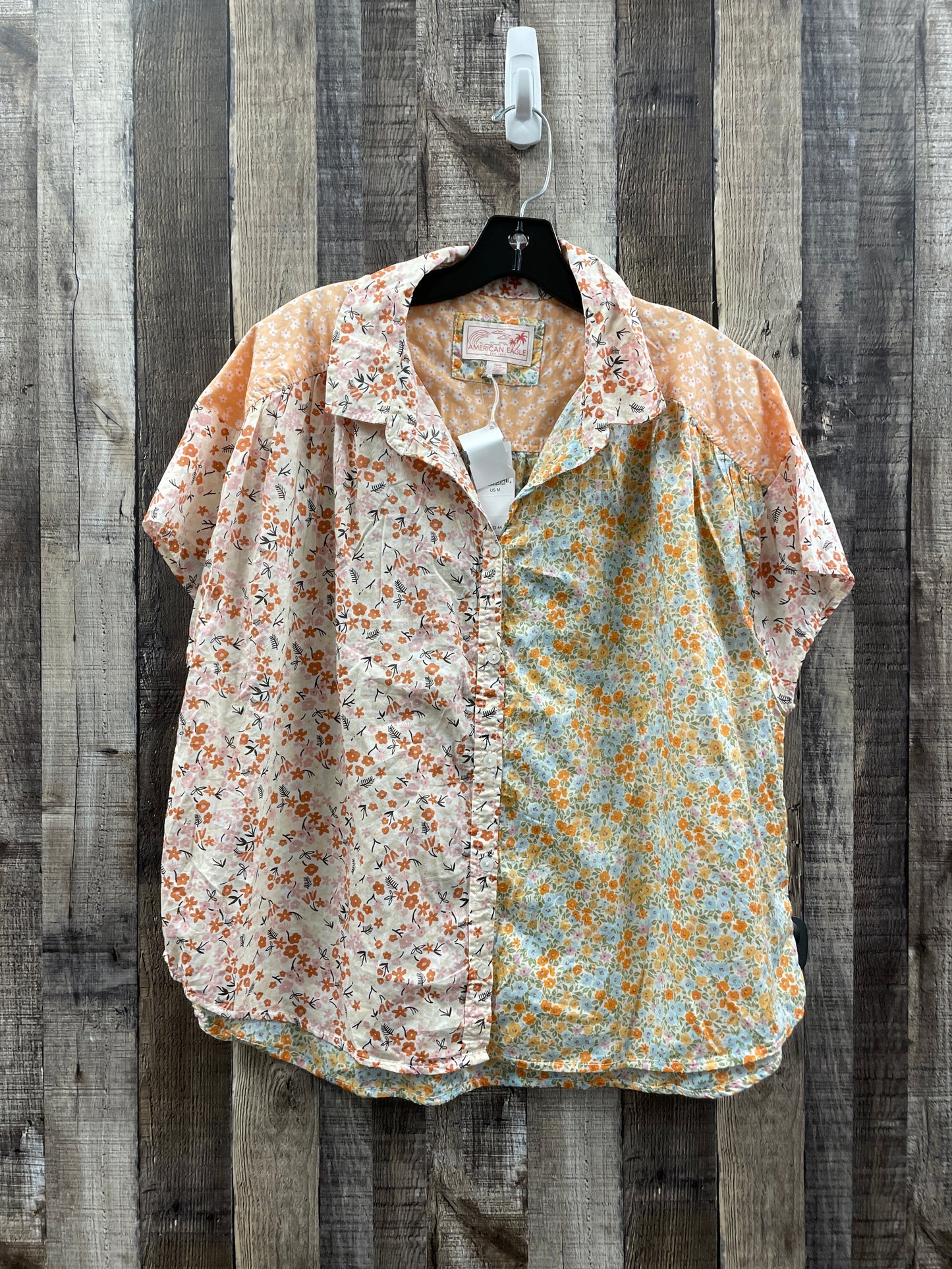 Floral Print Top Short Sleeve American Eagle, Size M