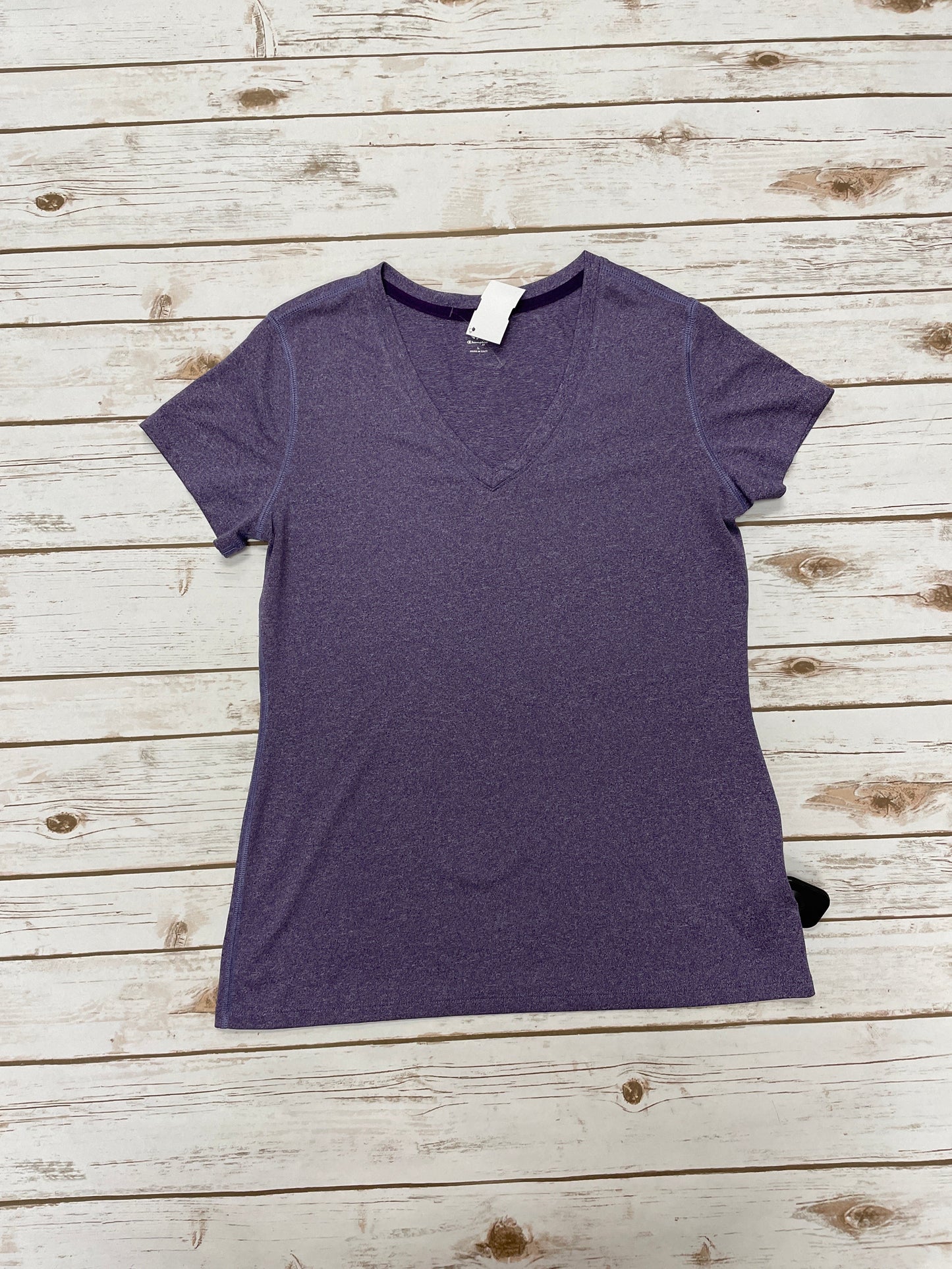 Athletic Top Short Sleeve By Champion In Purple, Size: L