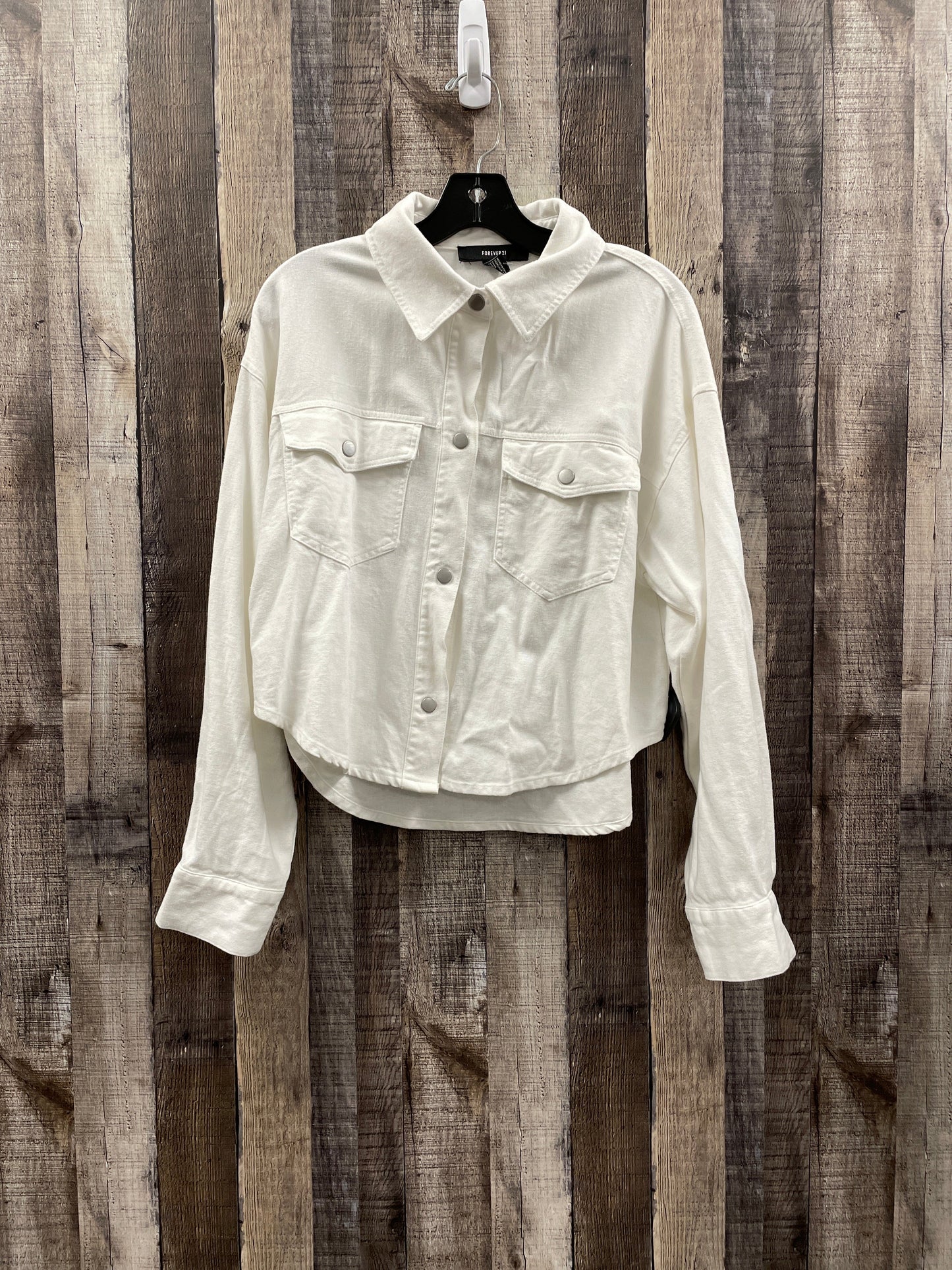 Jacket Shirt By Forever 21 In White, Size: S