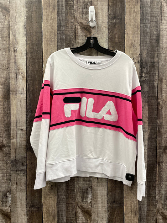 Athletic Sweatshirt Crewneck By Fila In Black & Pink, Size: 1x