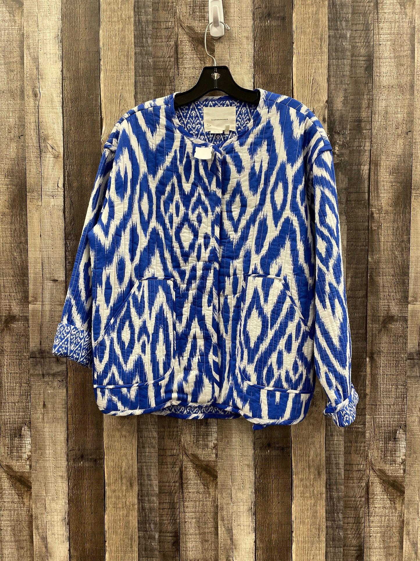 Jacket Puffer & Quilted By Anthropologie In Blue & White, Size: S