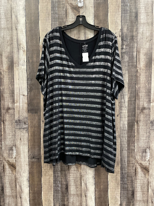 Top Short Sleeve By Apt 9 In Black & Silver, Size: 2x