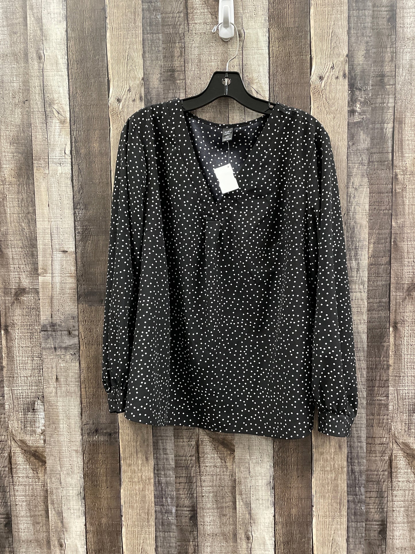 Top Long Sleeve By Shein In Polkadot Pattern, Size: L