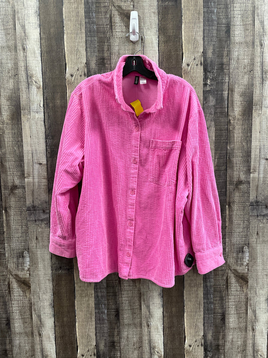 Jacket Shirt By Divided In Pink, Size: L