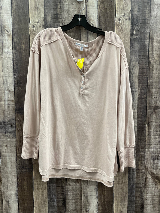 Top Long Sleeve By Seven 7 In Taupe, Size: 2x