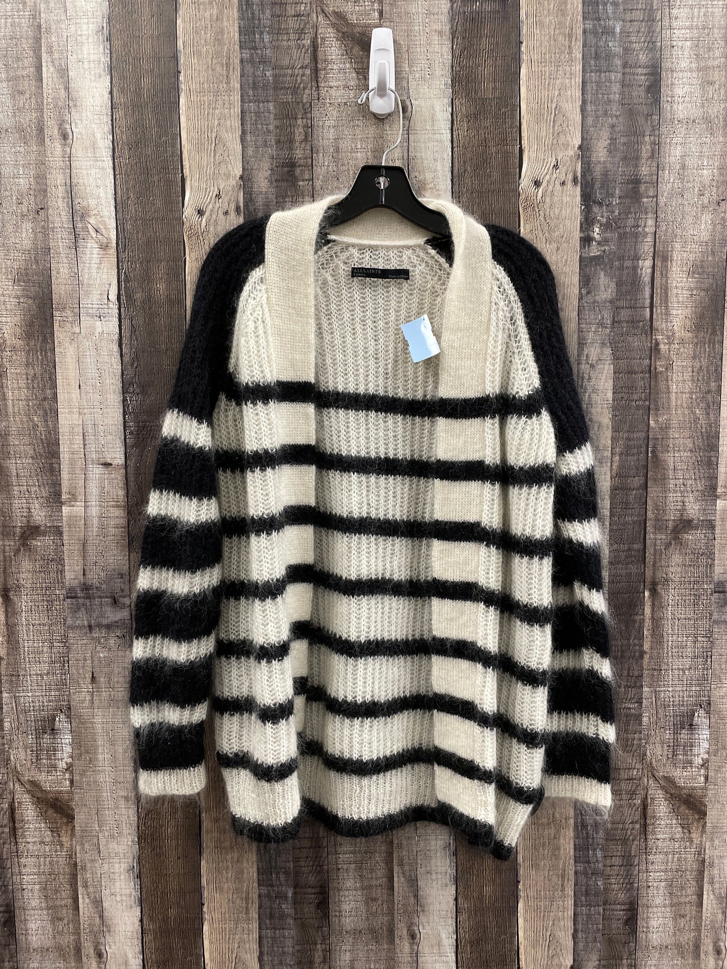 Sweater Cardigan Designer By All Saints In Black & White, Size: Xs