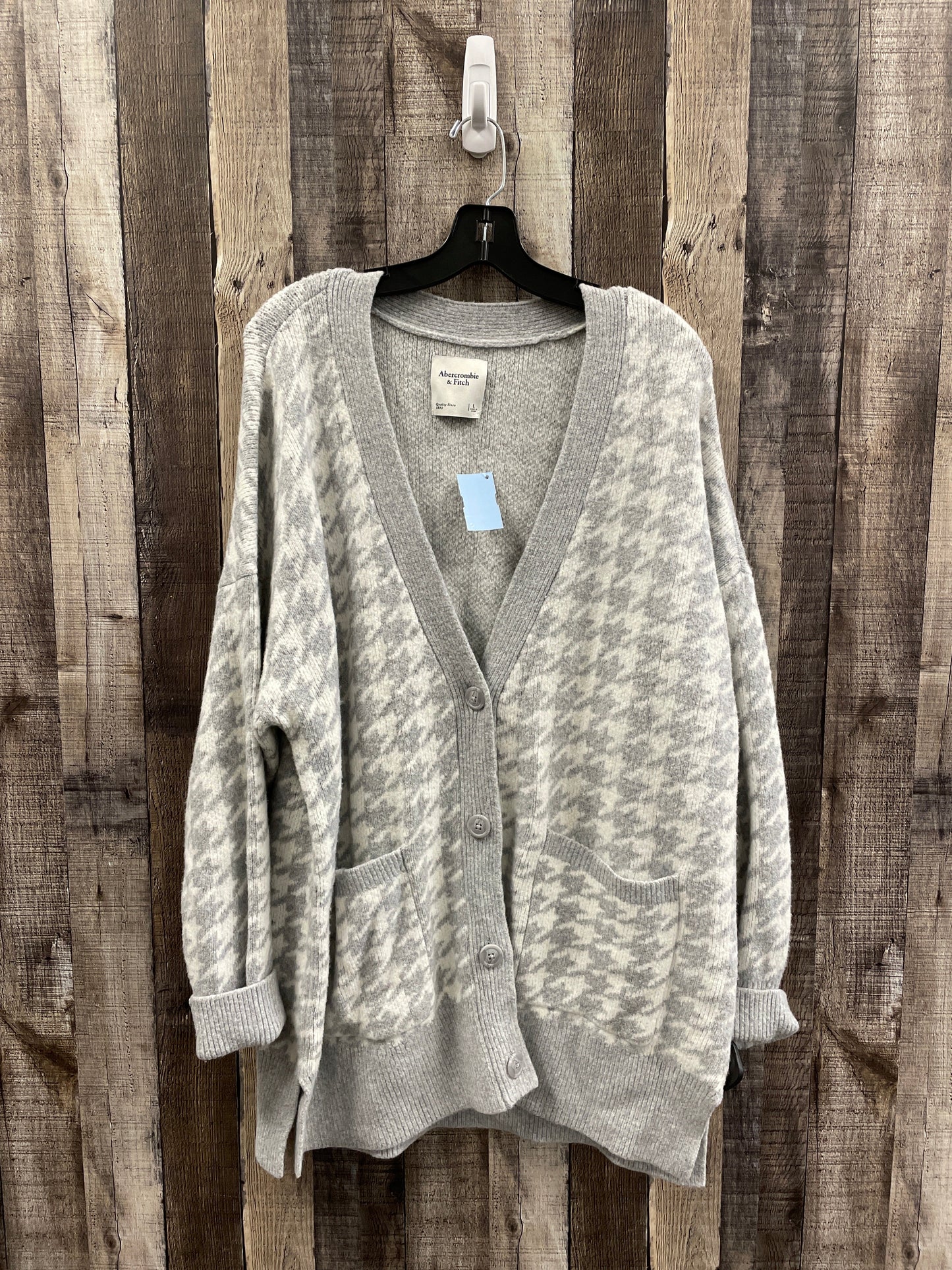 Sweater Cardigan By Abercrombie And Fitch In Grey & White, Size: L