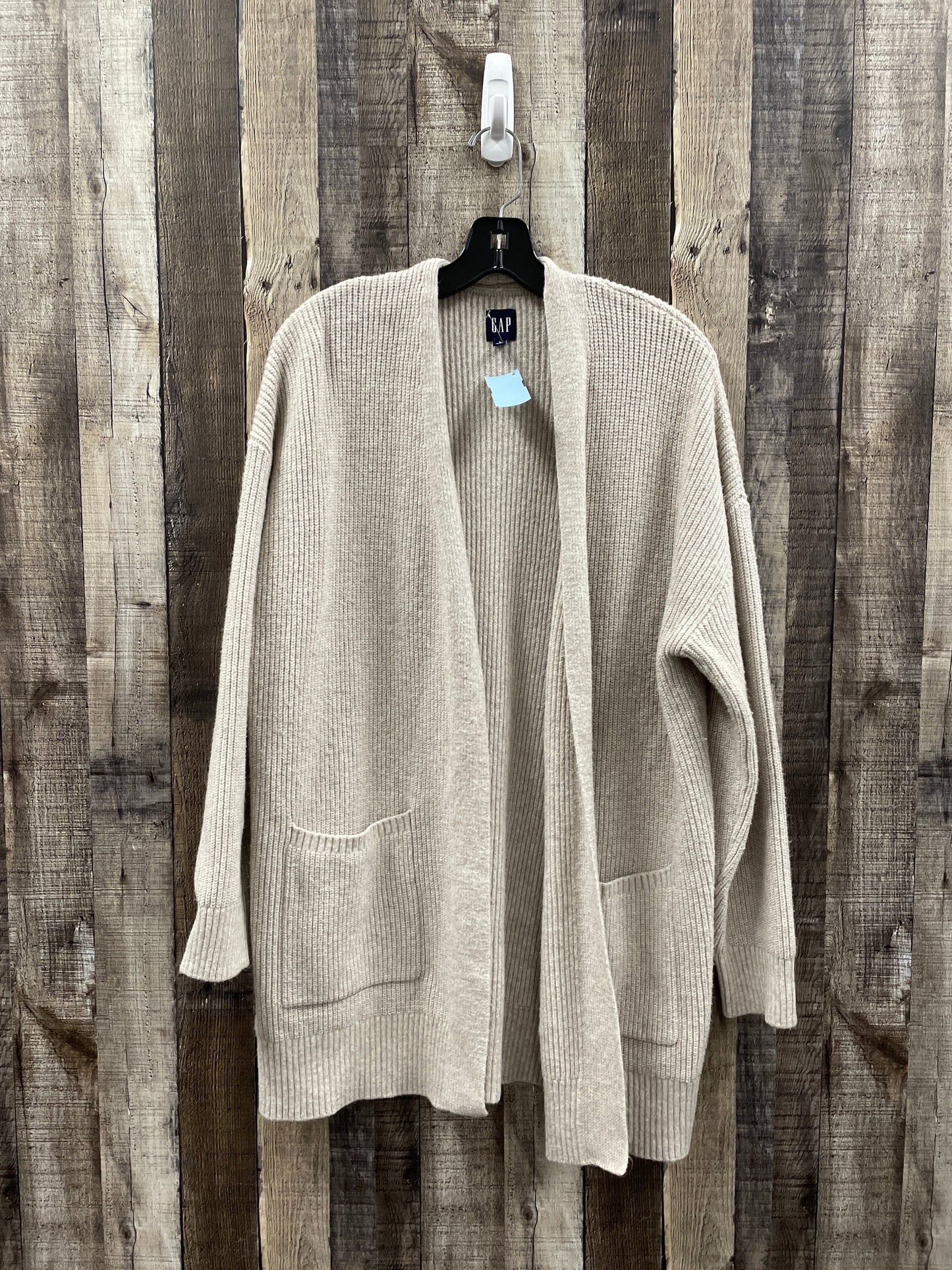 Sweater Cardigan By Gap In Tan, Size: L