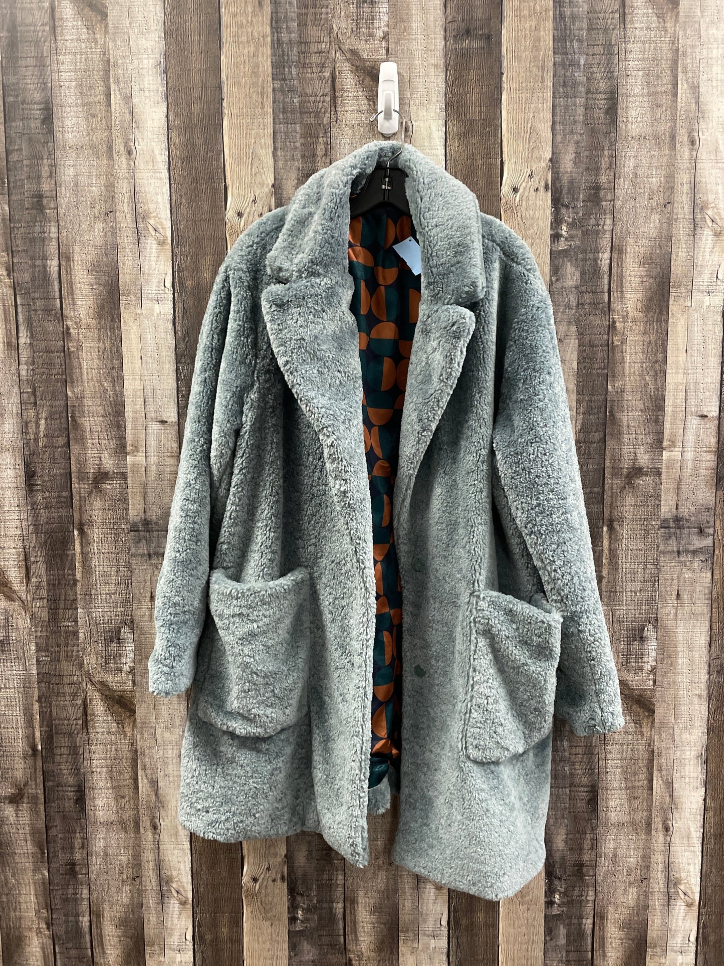 Coat Faux Fur & Sherpa By Maeve In Green, Size: 1x