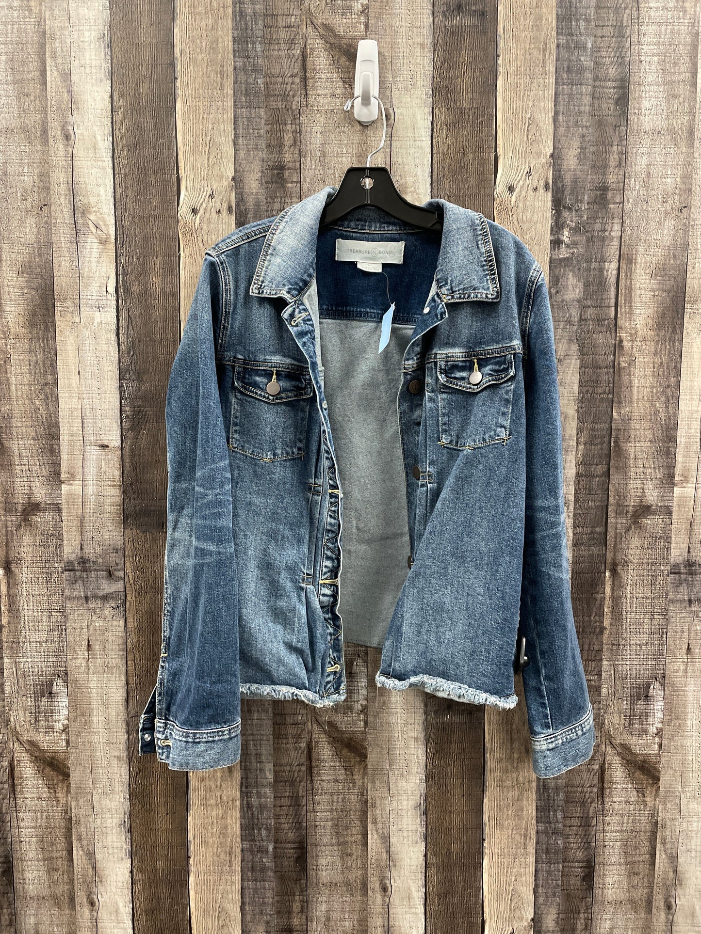 Jacket Denim By Treasure And Bond In Blue Denim, Size: L