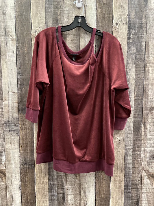 Top Long Sleeve By Torrid In Maroon, Size: 4x