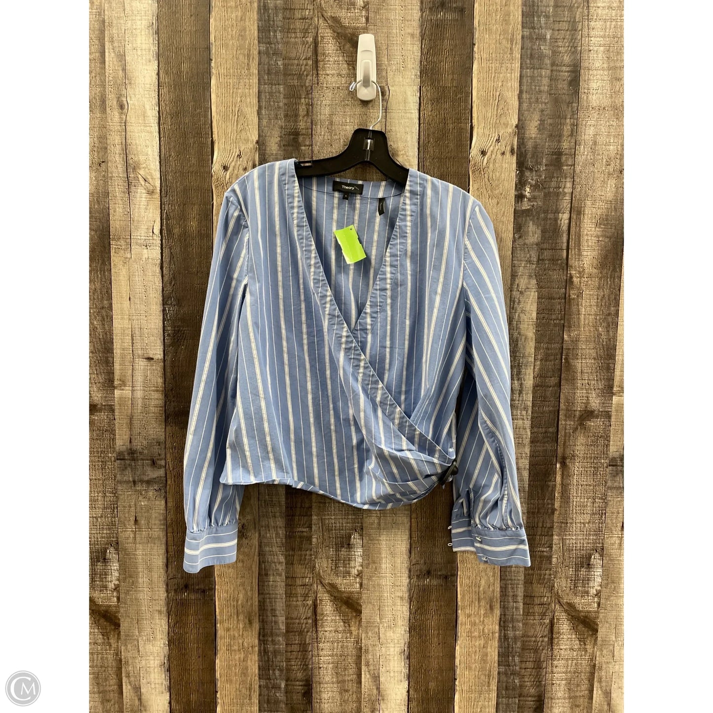Top Long Sleeve By Theory In Striped Pattern, Size: L