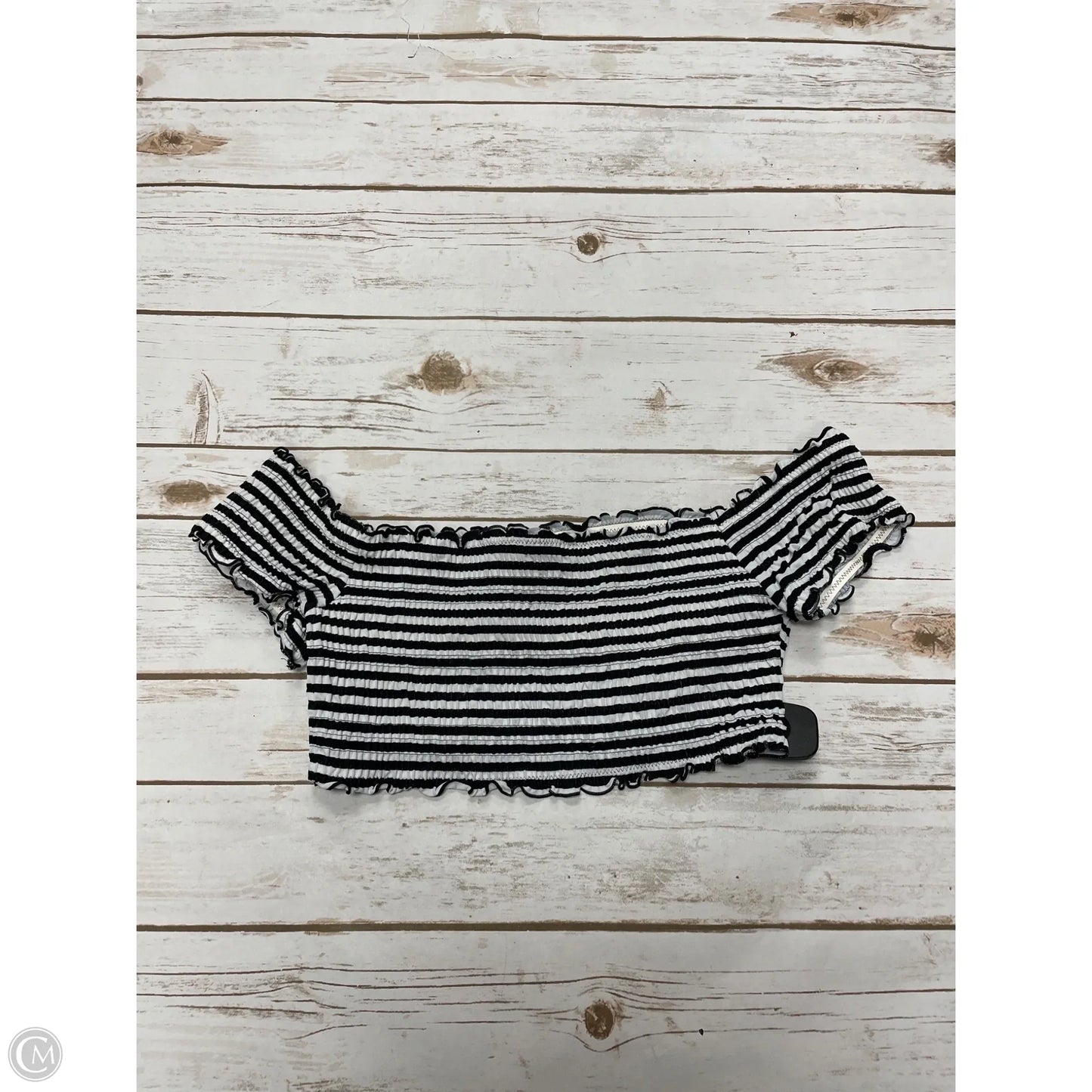 Top Short Sleeve By Pink In Black & White, Size: L
