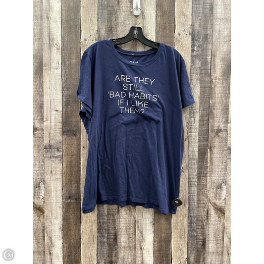 Top Short Sleeve By Torrid In Navy, Size: 2