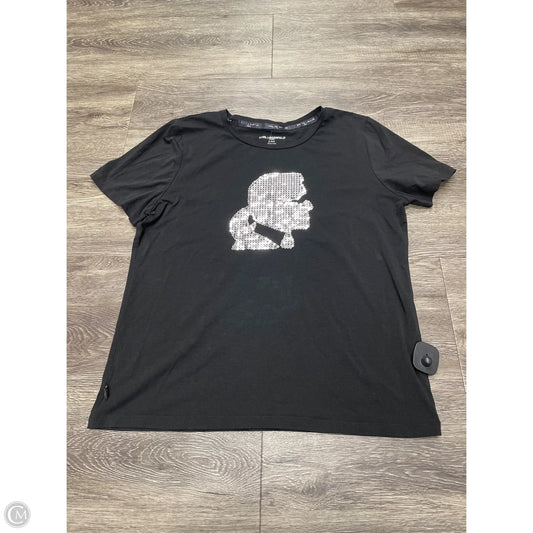 Top Short Sleeve Designer By Karl Lagerfeld In Black, Size: L