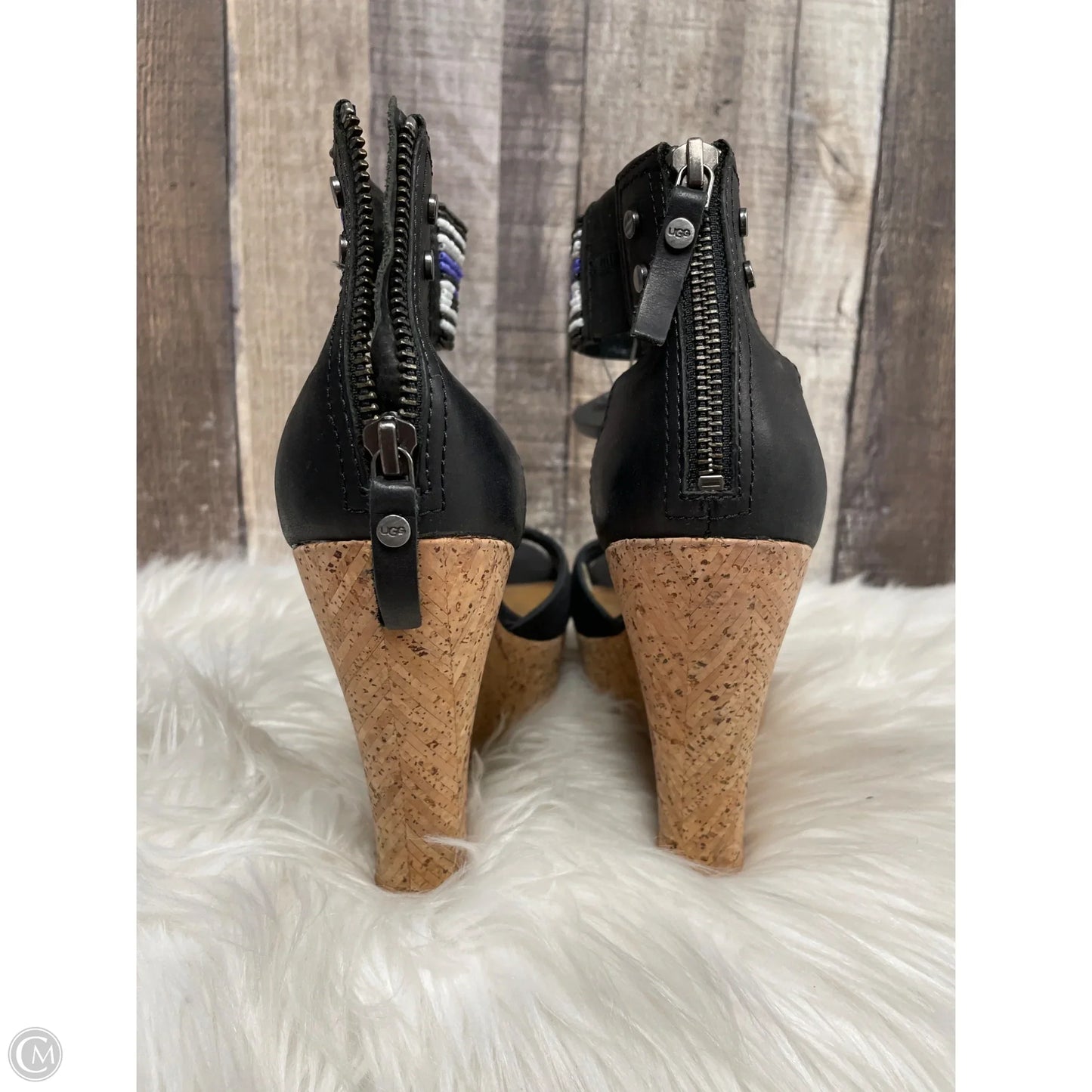 Sandals Designer By Ugg In Black & Purple, Size: 8