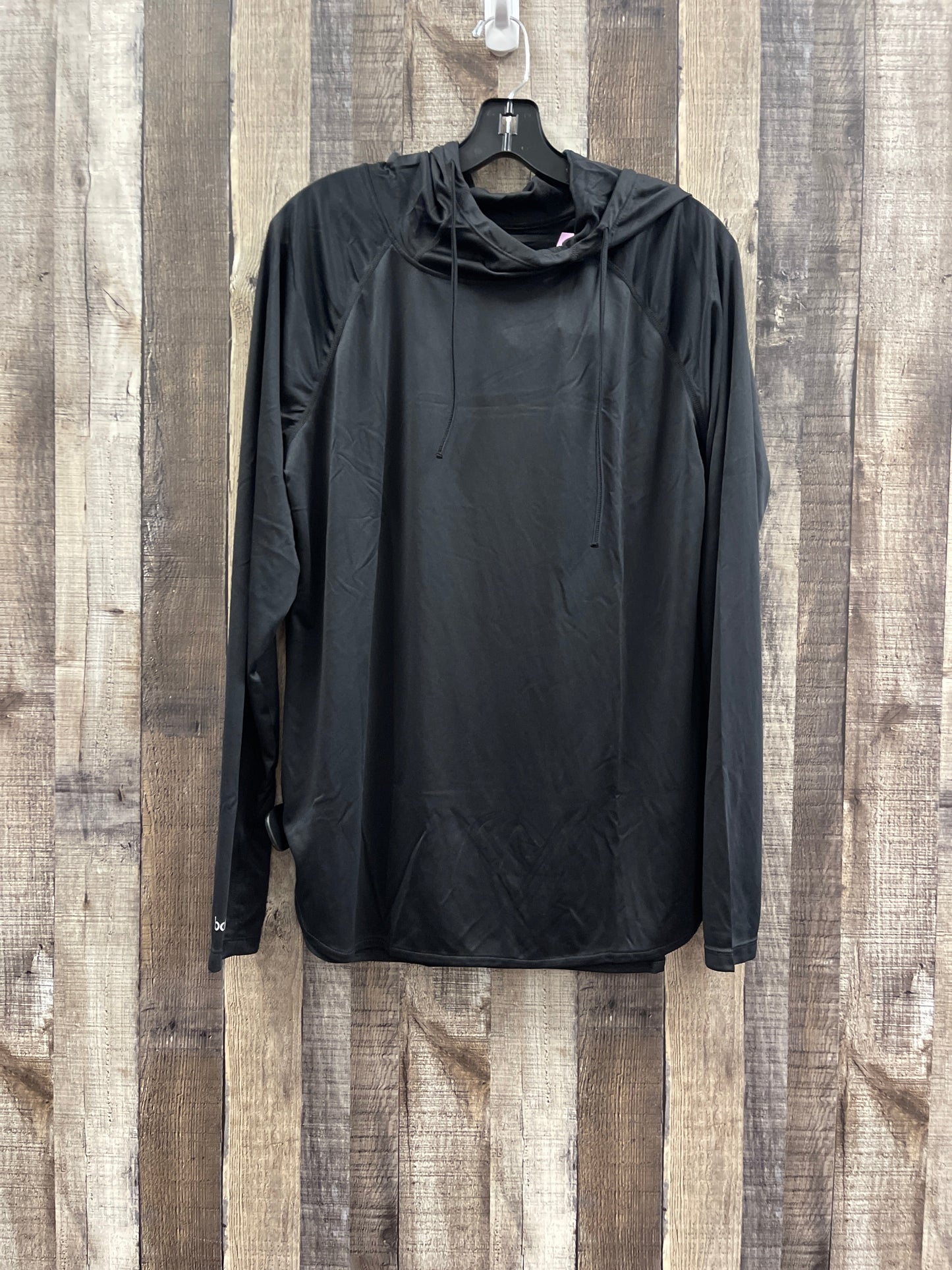 Black Athletic Top Long Sleeve Hoodie Cme, Size L