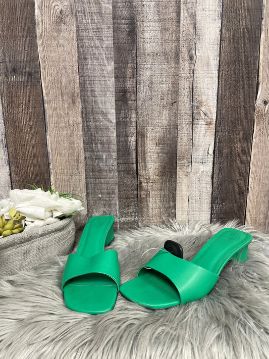 Green Sandals Heels Kitten Zara, Size 9