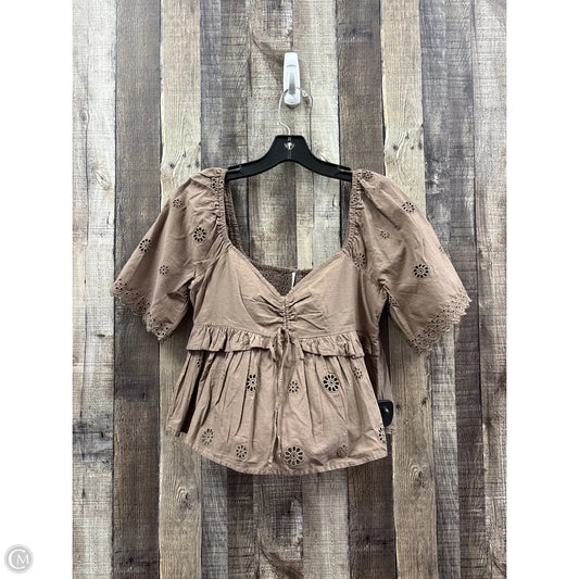Top Short Sleeve By American Eagle In Brown, Size: Xs
