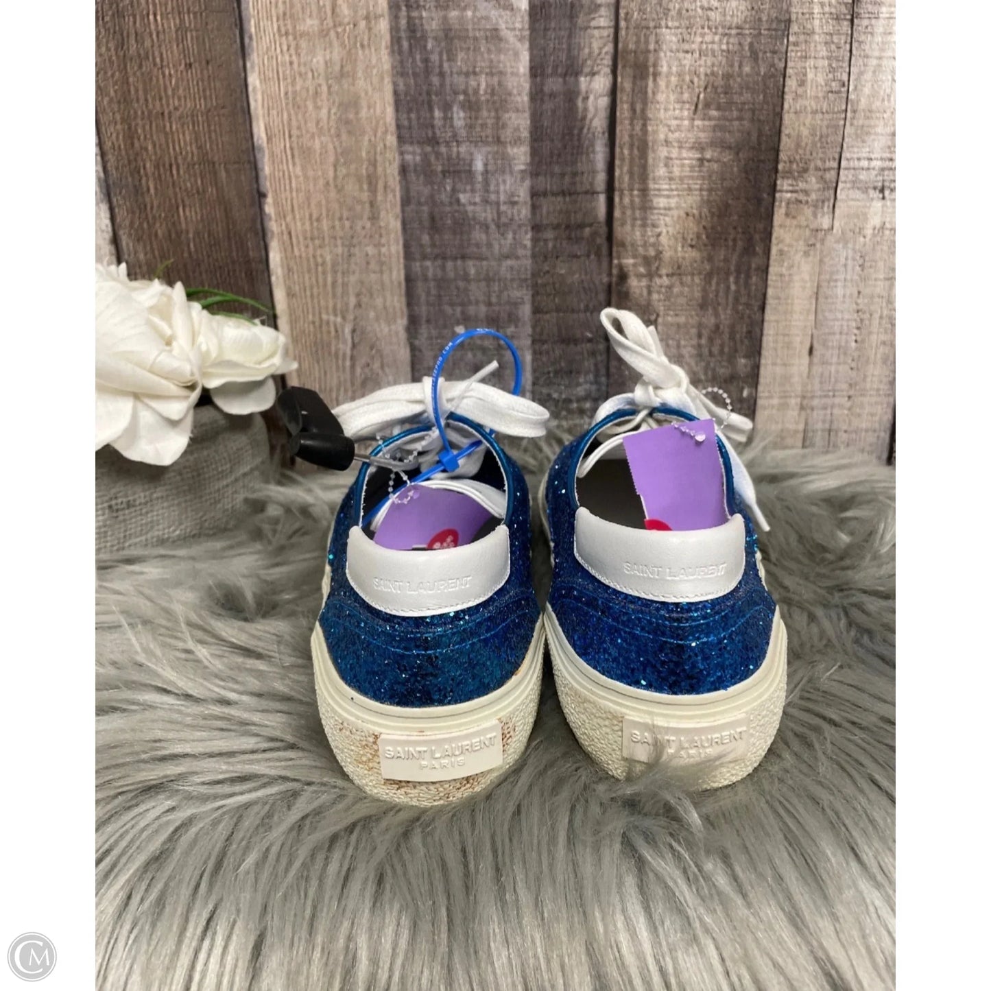 Shoes Luxury Designer By Yves Saint Laurent In Blue, Size: 8.5