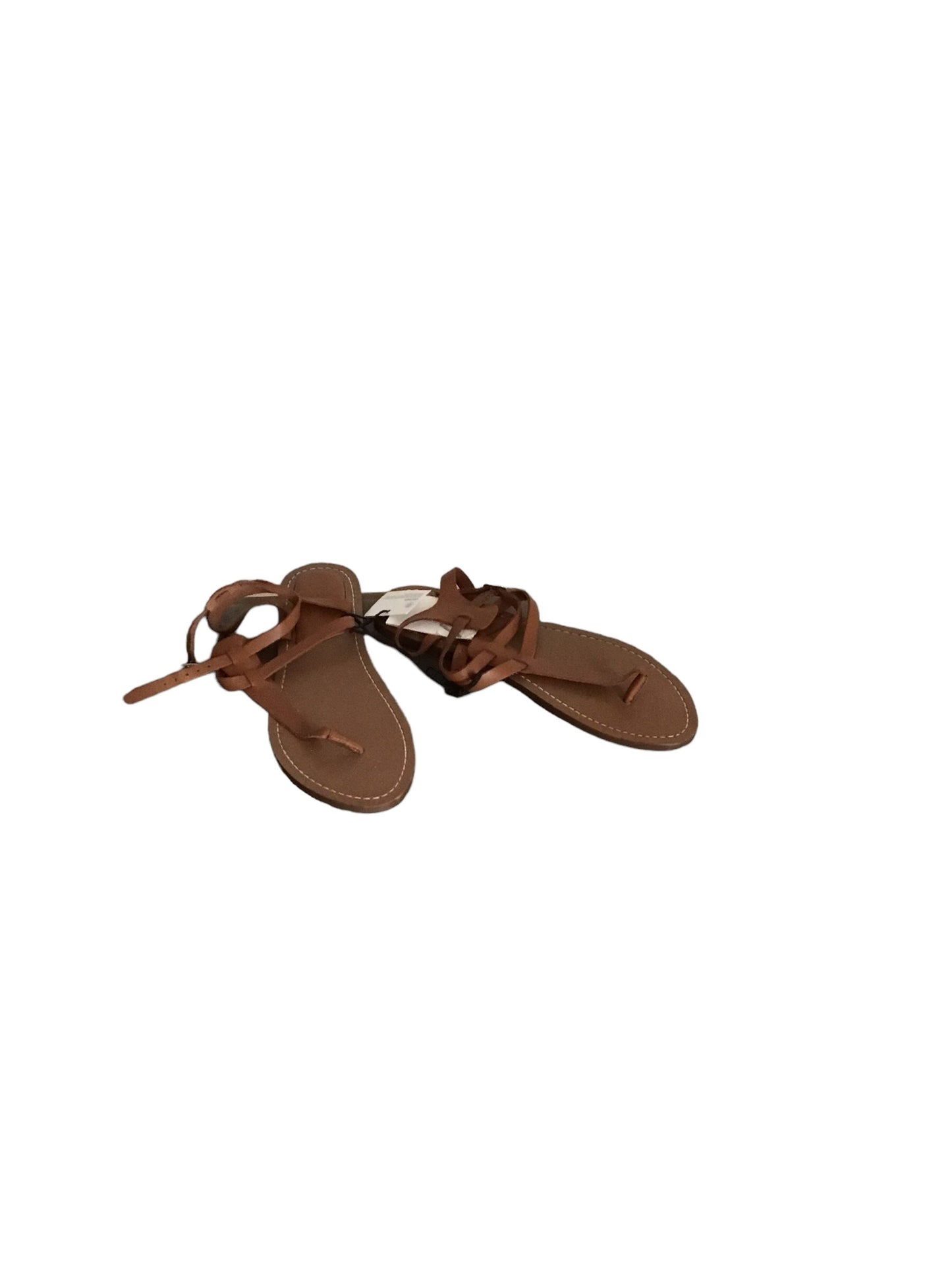 Brown Sandals Flats Zara, Size 9