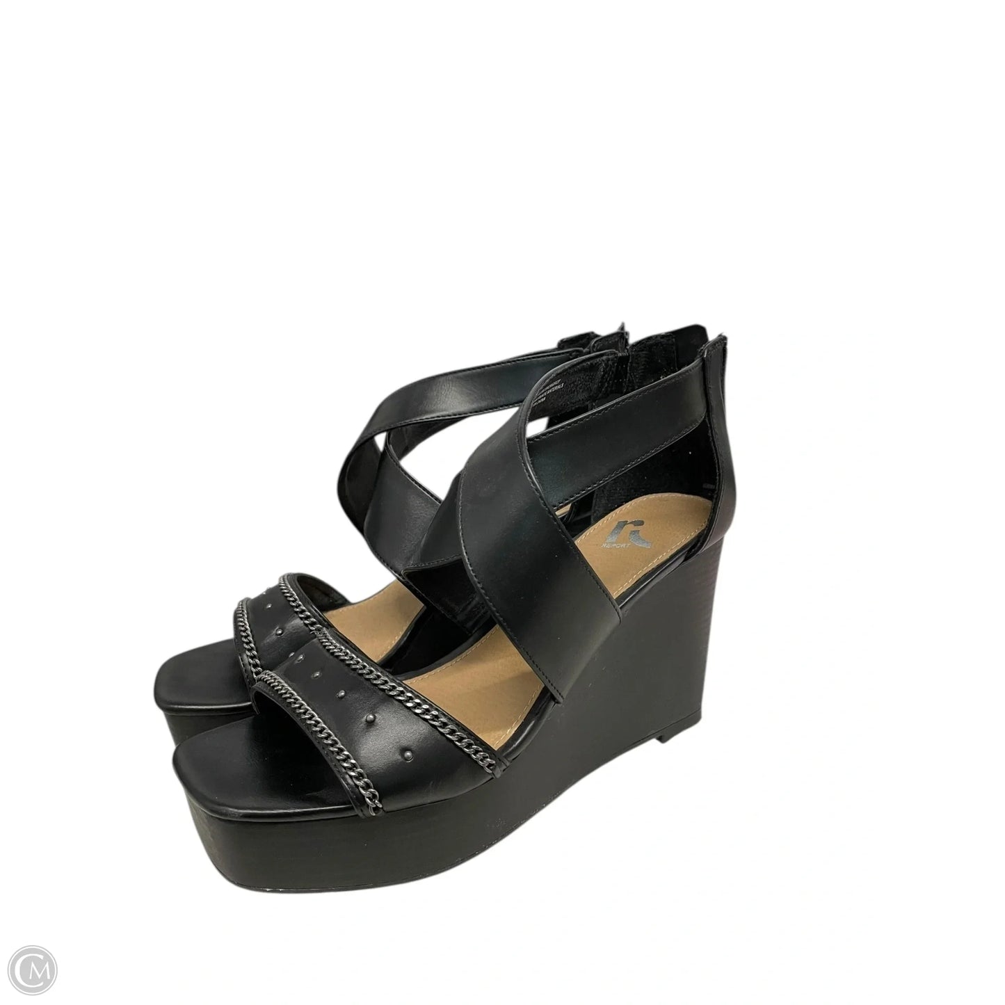 Sandals Heels Wedge By Report In Black, Size: 8.5