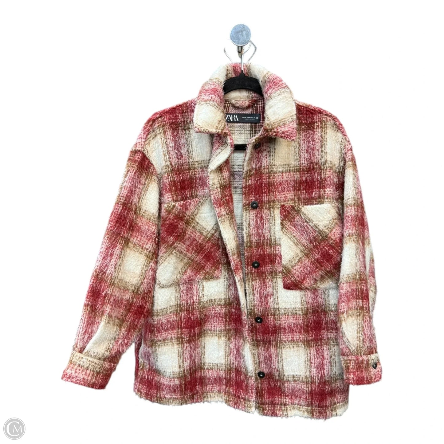 Jacket Shirt By Zara In Plaid Pattern, Size: Xs