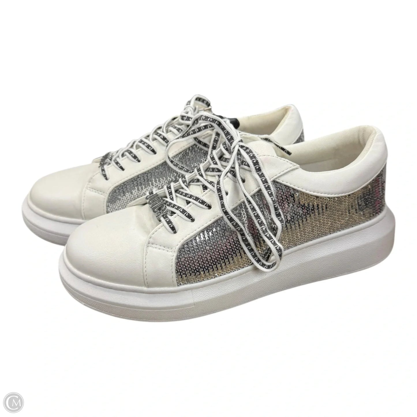 Shoes Sneakers By Juicy Couture In Silver & White, Size: 10.5