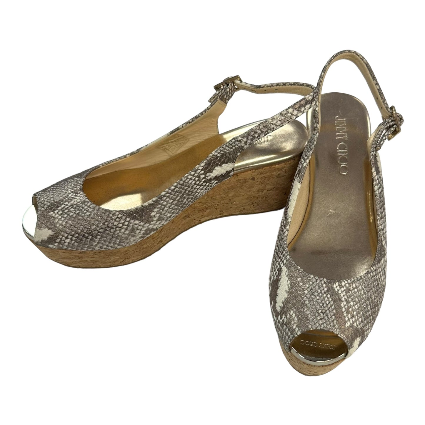 Snakeskin Print Shoes Heels Wedge Jimmy Choo, Size 8