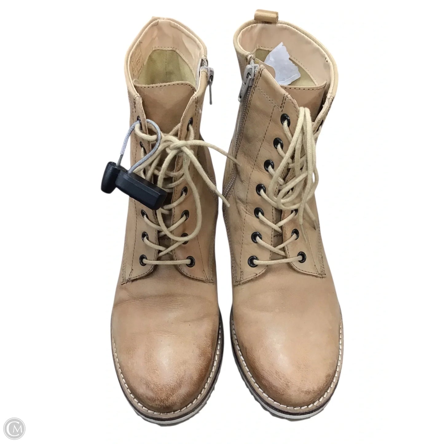 Boots Ankle Heels By Clothes Mentor In Tan, Size: 8.5