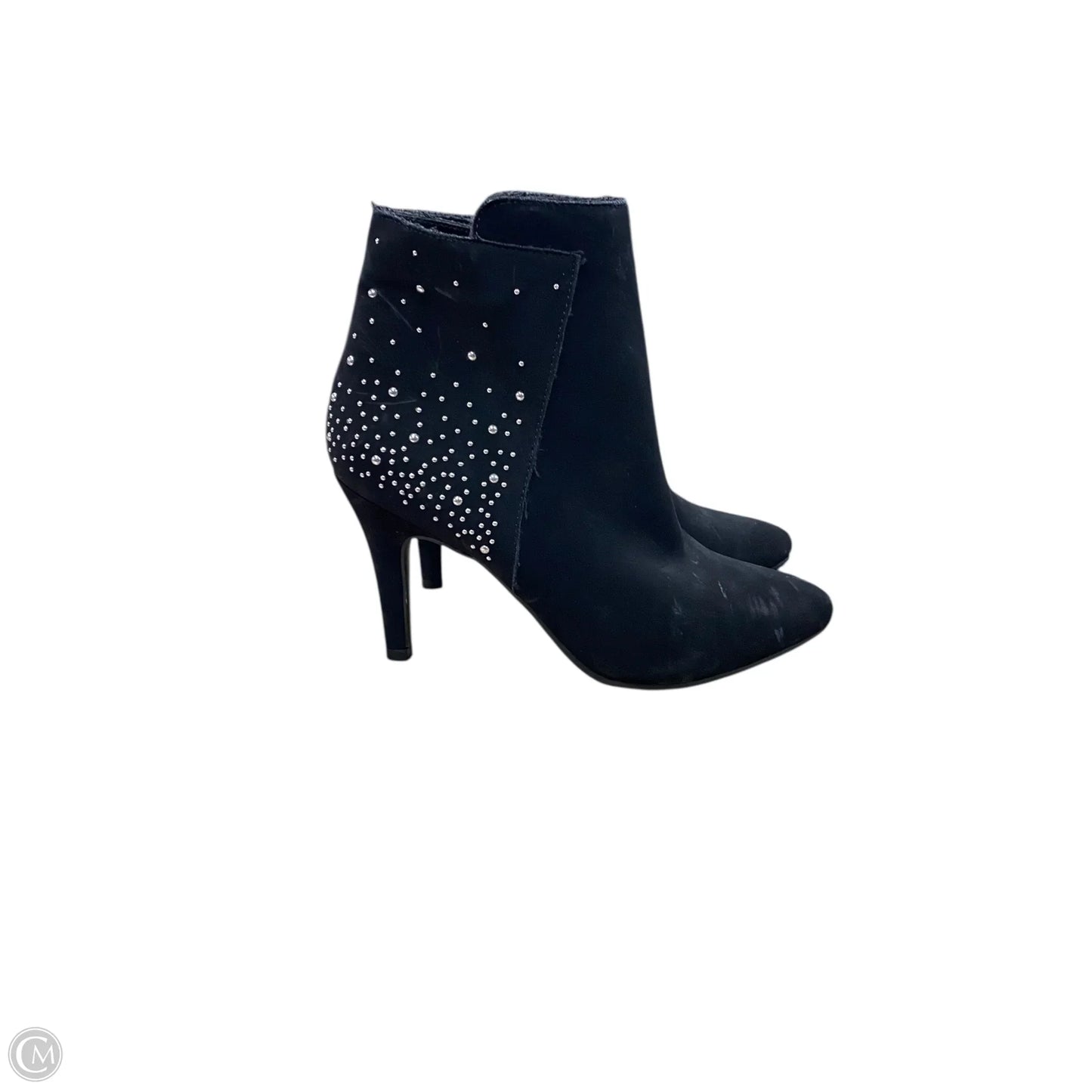 Boots Ankle Heels By Me Too In Black & Silver, Size: 7.5