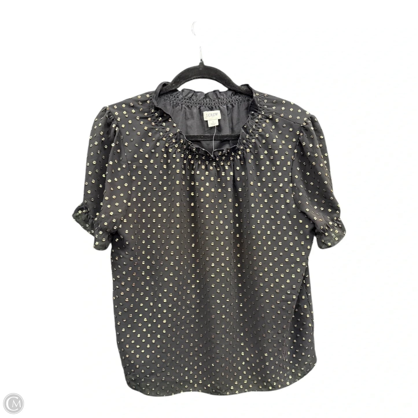 Blouse Short Sleeve By J. Crew In Black & Gold, Size: S