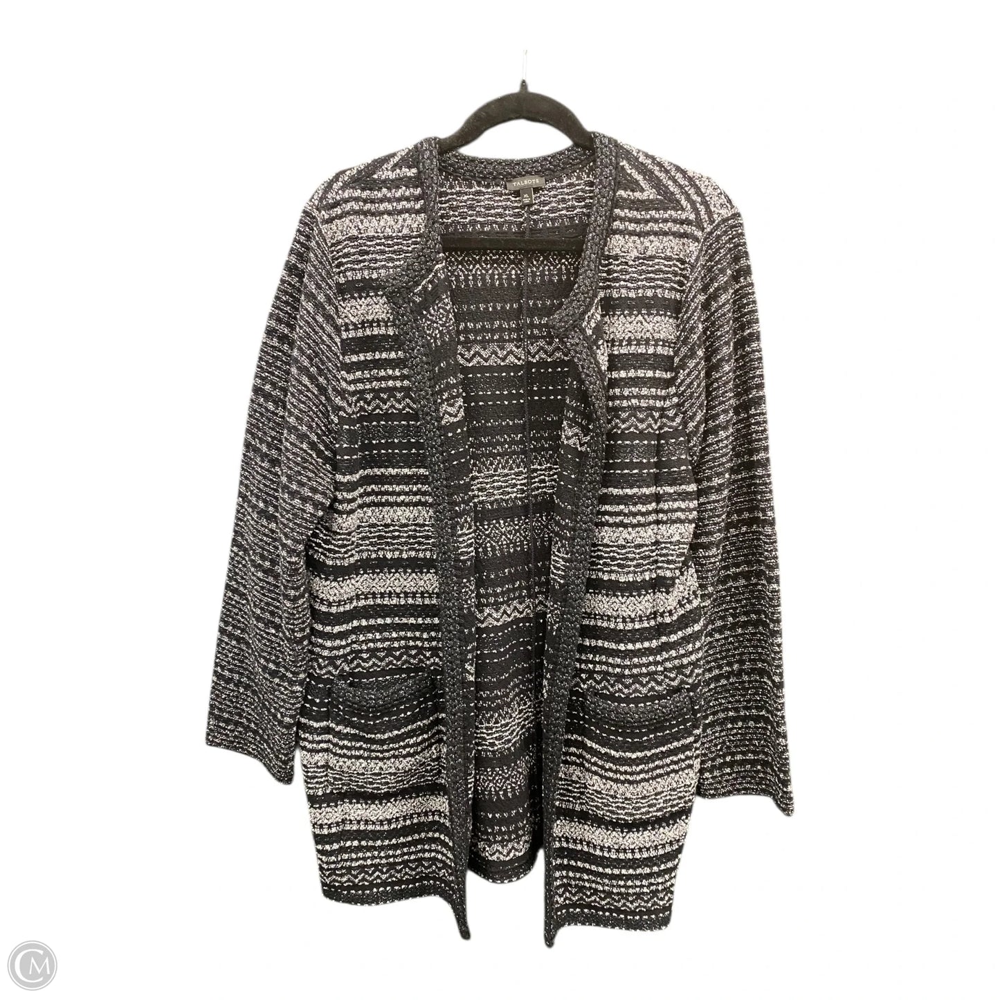 Sweater Cardigan By Talbots In Black & Silver, Size: Xl