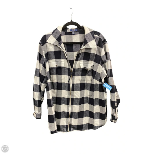Jacket Shirt By Chaps In Black & White, Size: 1x