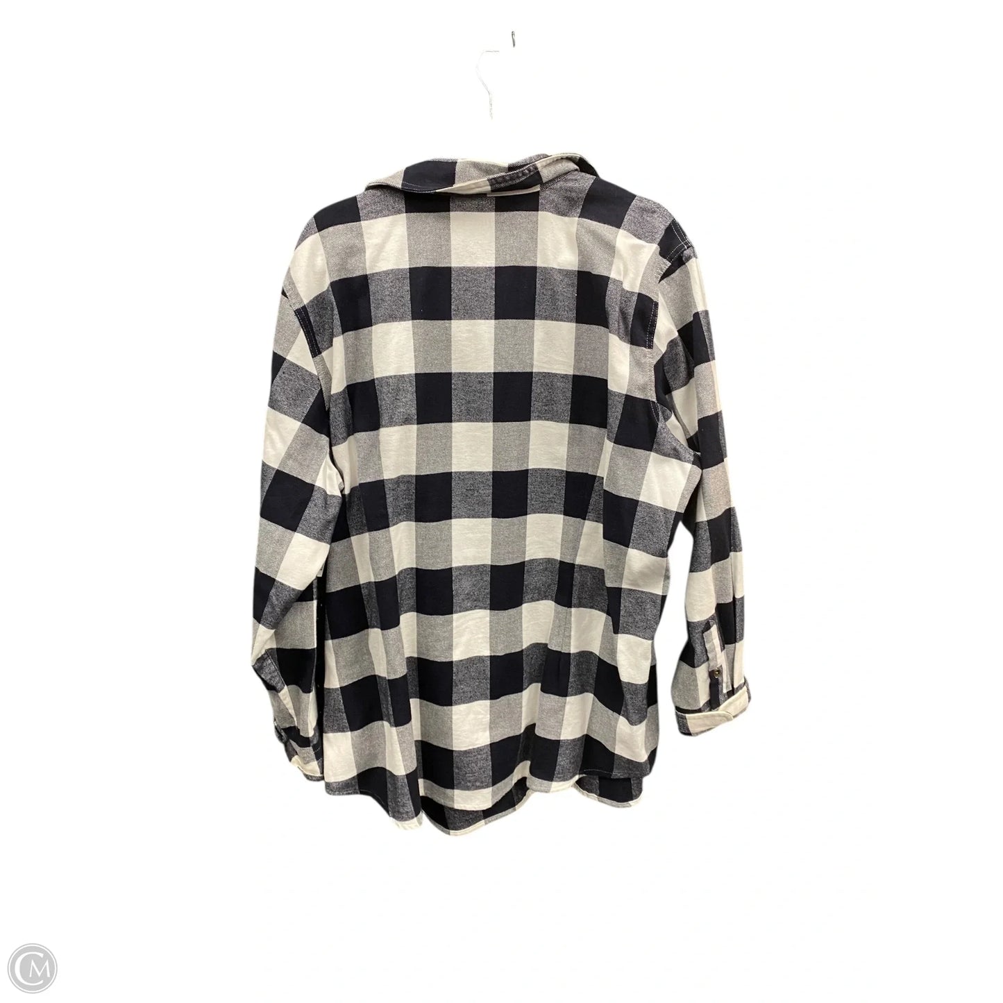 Jacket Shirt By Chaps In Black & White, Size: 1x