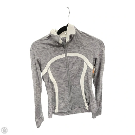 Athletic Jacket By Lululemon In Grey & White, Size: 8