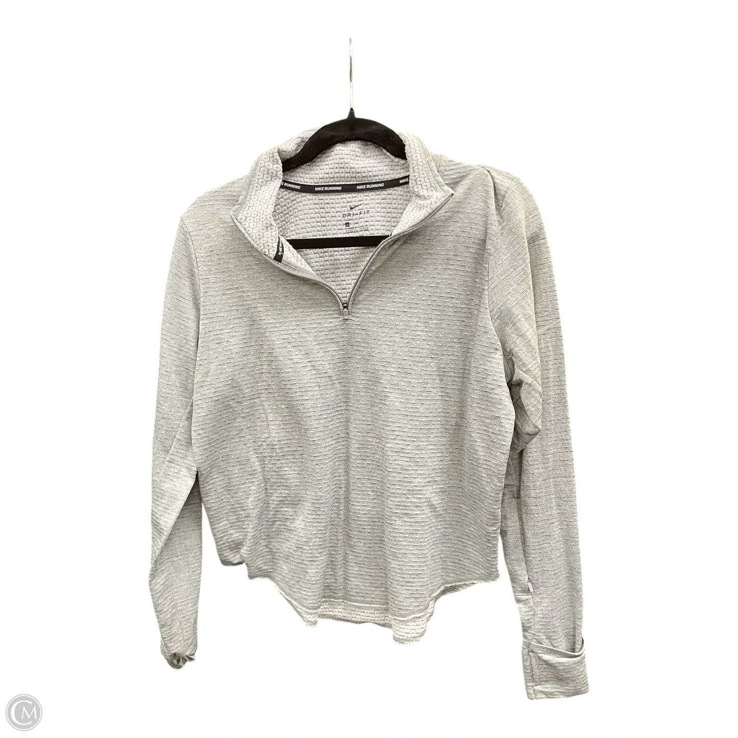 Athletic Top Long Sleeve Collar By Nike Apparel In Grey, Size: S