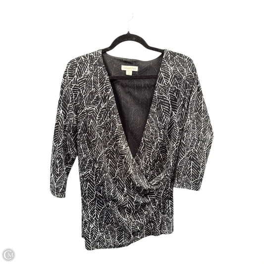 Blouse 3/4 Sleeve By Coldwater Creek In Black & White, Size: 1x
