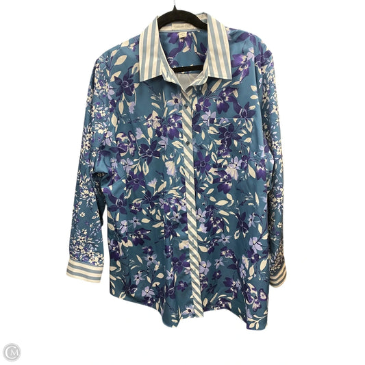 Blouse Long Sleeve By Coldwater Creek In Blue & Purple, Size: 2x