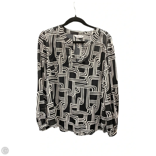Blouse Long Sleeve By Nine West Apparel In Black & White, Size: Xl