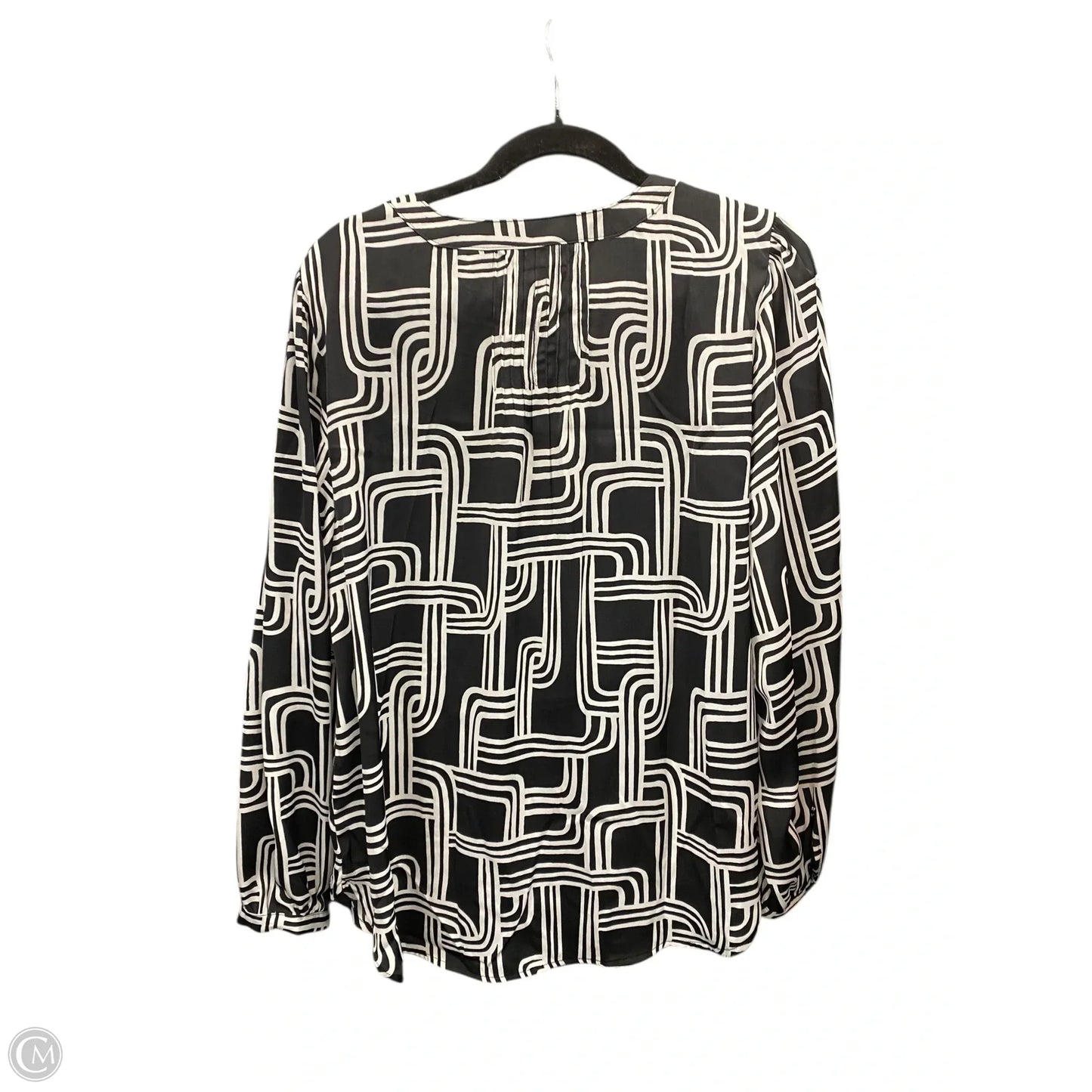 Blouse Long Sleeve By Nine West Apparel In Black & White, Size: Xl
