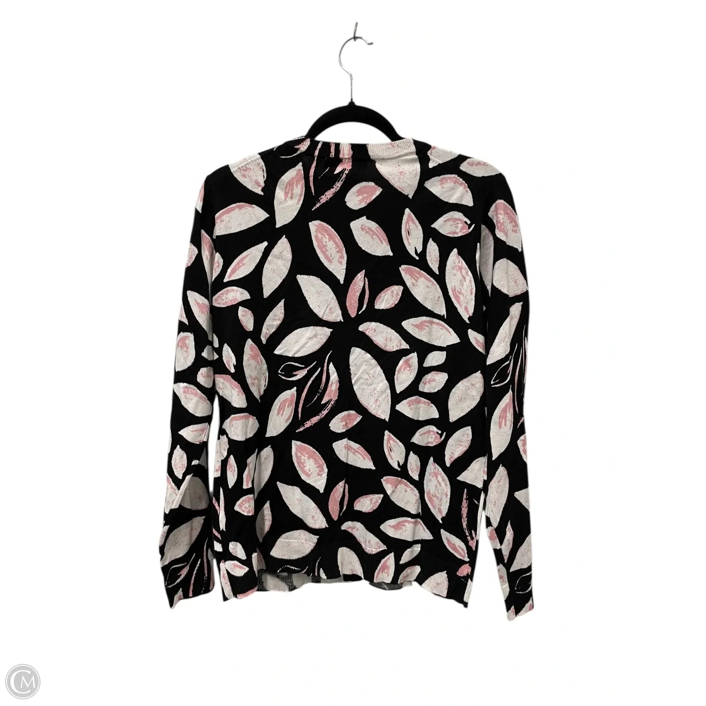 Sweater Cardigan By Karen Scott In Black & Pink, Size: M
