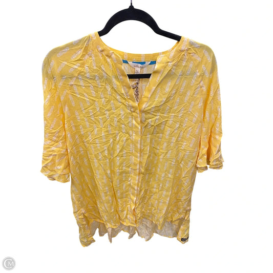 Blouse 3/4 Sleeve By Matilda Jane In White & Yellow, Size: M