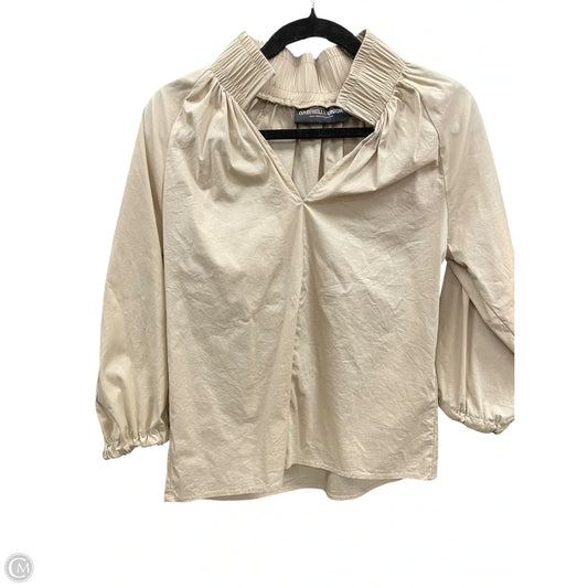 Blouse Long Sleeve By New York And Co In Tan, Size: Xs