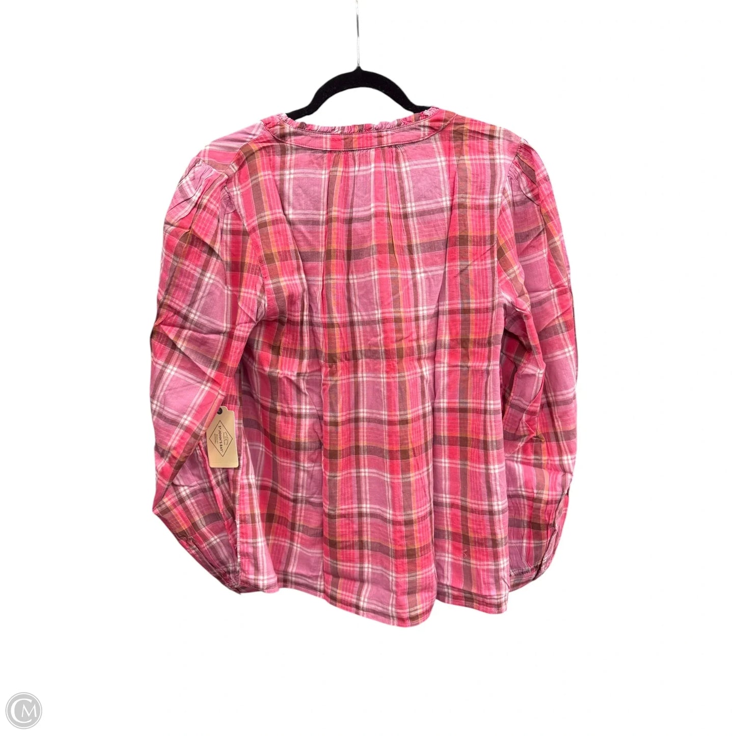 Blouse Long Sleeve By St Johns Bay In Plaid Pattern, Size: L