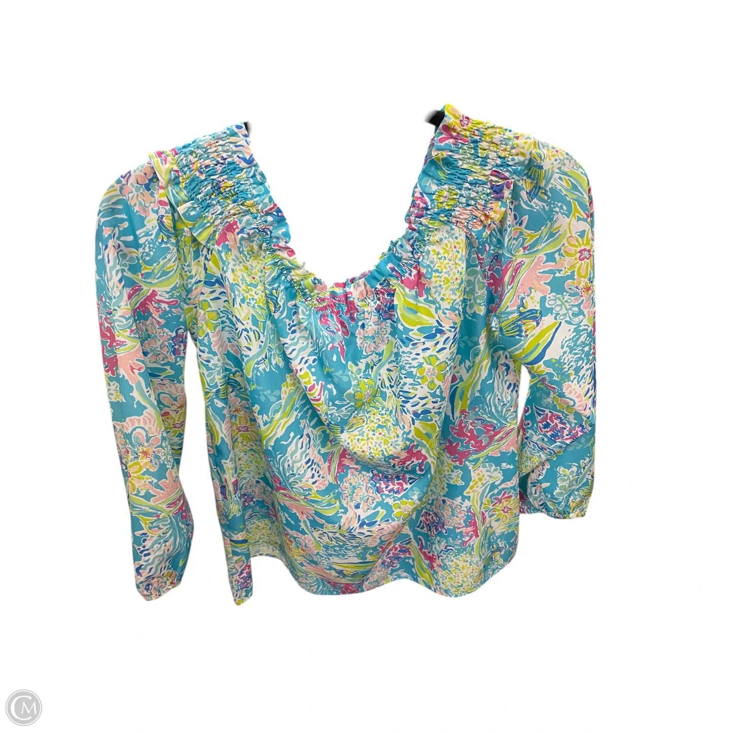 Blouse 3/4 Sleeve By Charlie Paige In Blue & Green, Size: M