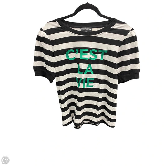 Top Short Sleeve Designer By Karl Lagerfeld In Black & Green, Size: M
