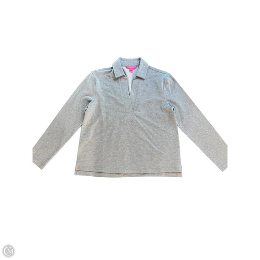Top Long Sleeve Designer By Lilly Pulitzer In Grey & Silver, Size: M