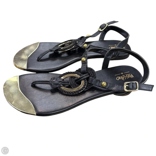 Sandals Flats By Mossimo In Black & Gold, Size: 9