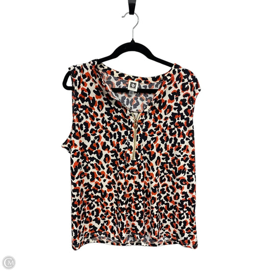Top Sleeveless By Anne Klein In Black & Orange, Size: Xl